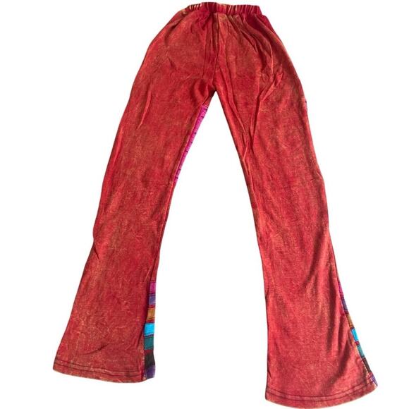 Y2K 90’s Groovy Hippie Pants Embroidered Patchwork Gypsy Colorful Sz S Flare - Picture 2 of 14